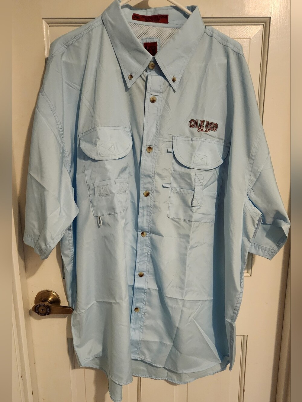Ole Red Light Blue Fishing/Outdoor Button-Down Shirt,size 2xL